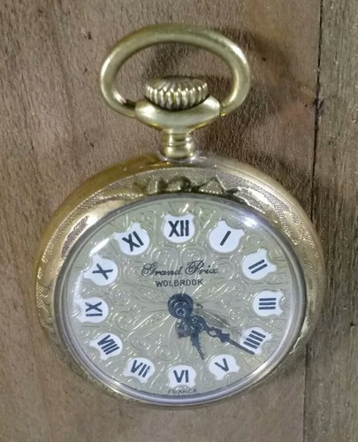 Antique VTG Holbrook Grand Prix French Ladies Pocket Watch Decorative Case Works