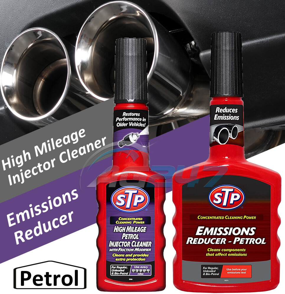 STP Petrol Engine Emissions Reducer + High Mileage Petrol Injector
