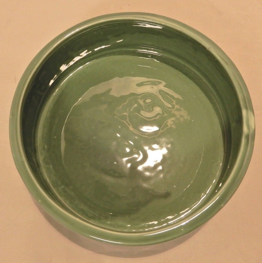 McCoy Heavy Ceramic Glazed Green Dog Bowl 