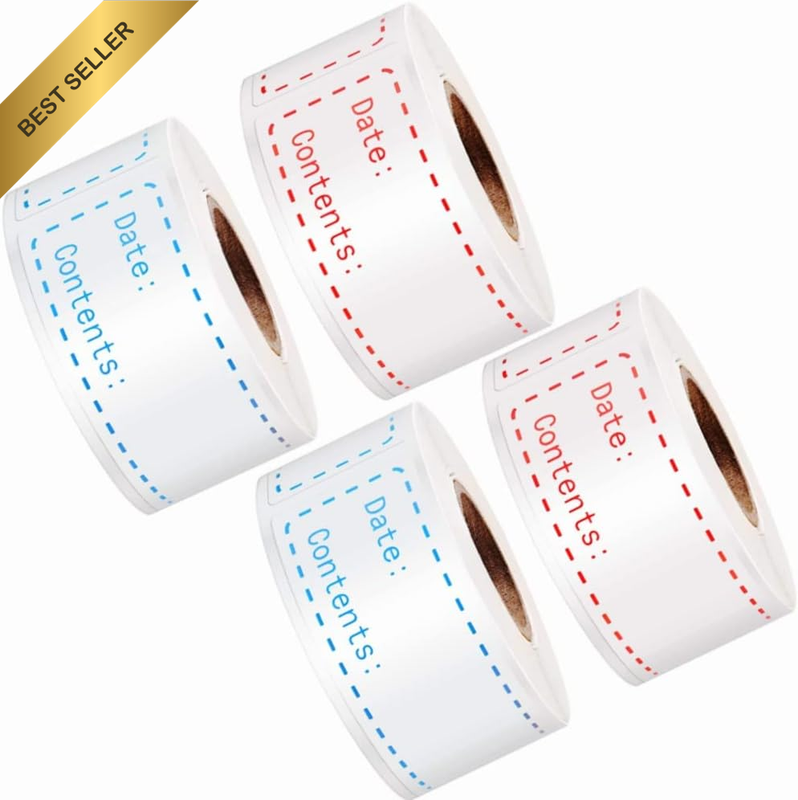 Removable Freezer Labels, 4 Rolls Food Labels Roll, Food Storage Stickers, Refri