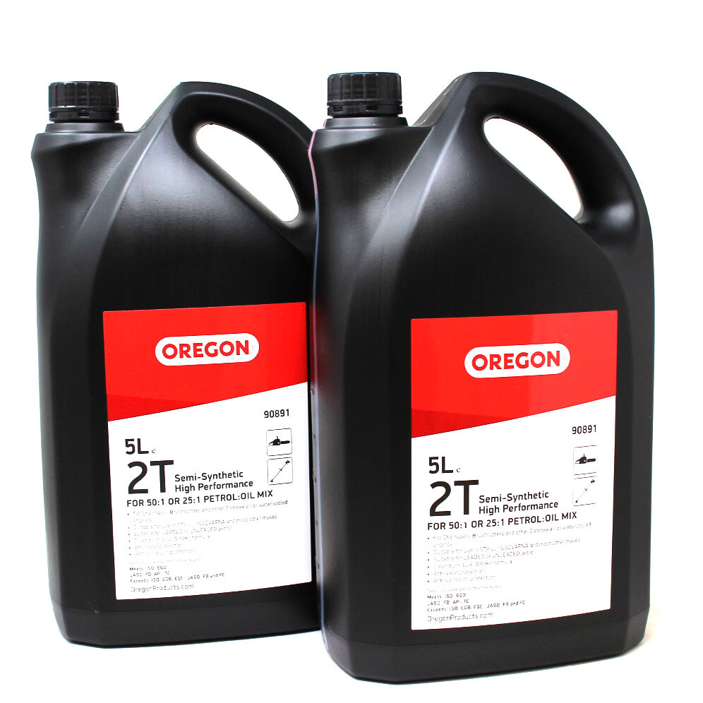 2 x 5 LITRE OREGON® 2 STROKE OIL 90891 SEMI SYNTHETIC ENGINE OIL LOW