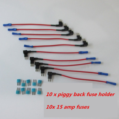 10 Sets Micro 2 ATR Blade Fuse Holder Tap 12V Car Add-A-Circuit Fuse 15Amp Fuses