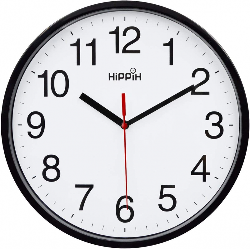 Hippih Clock Black Wall Silent Non 10