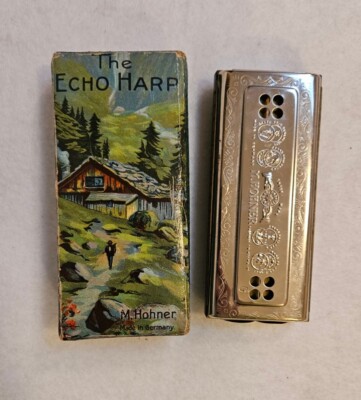 VINTAGE M. Hohner THE ECHO HARP Harmonica with Original Box Germany CG