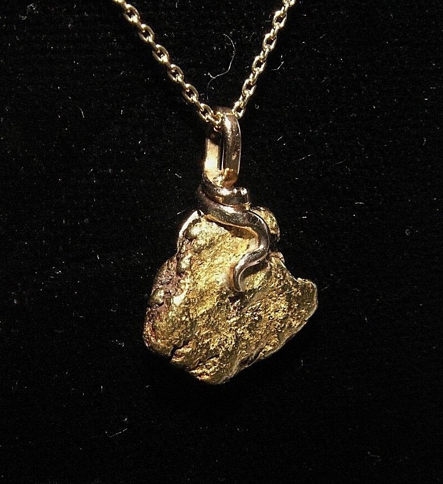 Genuine Natural Gold Nugget Pendant with Handmade Bail , 3.13 Gram