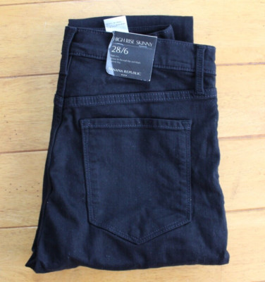 Banana Republic Womans Black High Rise Skinny Jean Pants Size 28/6-NWT [mr3-V]