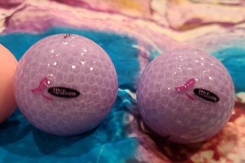 Wilson Hope GOLF BALLS 2 Pink, 2 Purple NEW Clear Cover ~ Breast Cancer Research