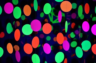 Neon Paper Garland Circle Dots Hanging Decorations for Birthday Party Black 