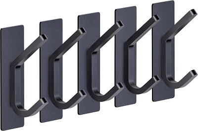 5 Pcs Self Adhesive Towel Hooks for Bathroom For Hanging Coat Hat Bag Key Black