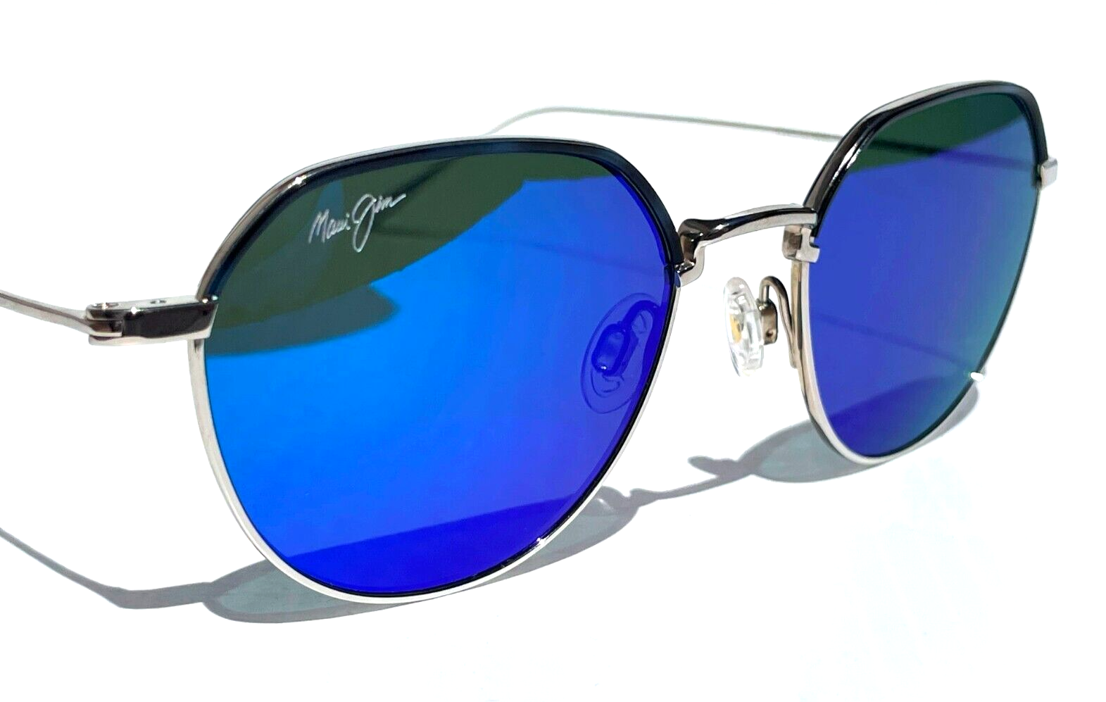 Pre-owned Maui Jim Island Eyes Matte Silver Polarized Blue Lens Sunglass B859-17
