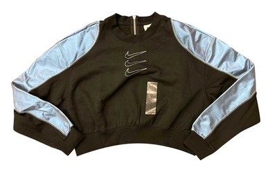 

Женская укороченная толстовка Nike черного цвета с тройным логотипом Swoosh, Черный