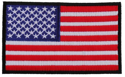 US Flag Patch 4 Inch Black Border - 4x2.5 inch - P3823