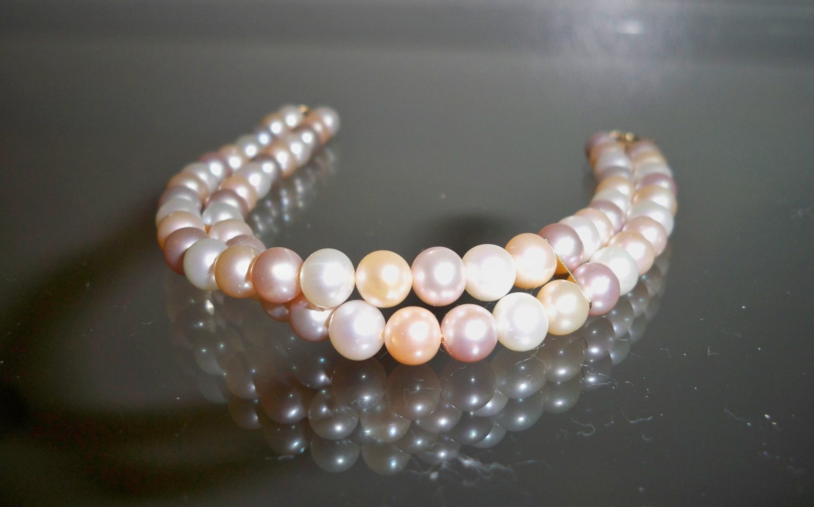 6 MM AAA SOUTH SEA MULTICOLOR PEARL BRACELET 14K 10MM BOX CLASP AND BARS 2 ROWS