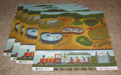Echo Park 12x12 Double Sided Scrapbook Papers(4) ~ Animal Safari.....Zoo Map