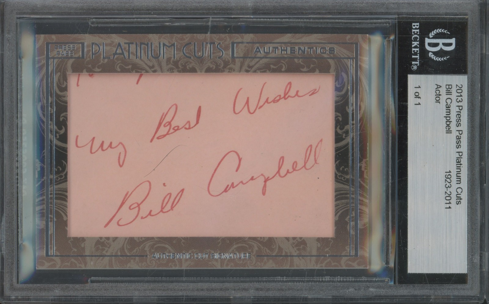 2013 Press Pass Platinum Cuts Signature Bill Campbell 1/1 Auto Autograph