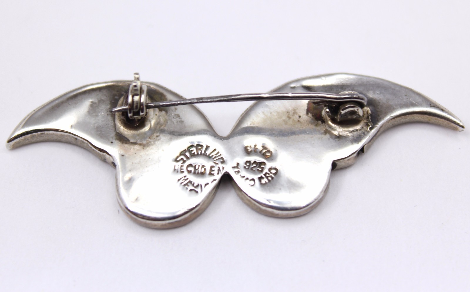 Beto Taxco Sterling Silver Butterfly Turquoise Inlay Mexico early  60's