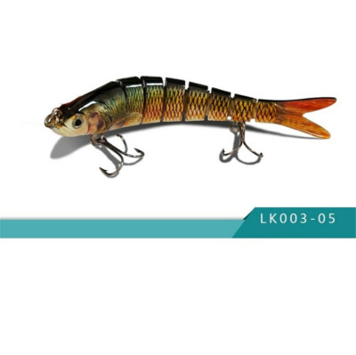 Fishing Lure 8-Segments Fish Bass Minnow Swimbait Tackle Hook Lure Crank Bait US