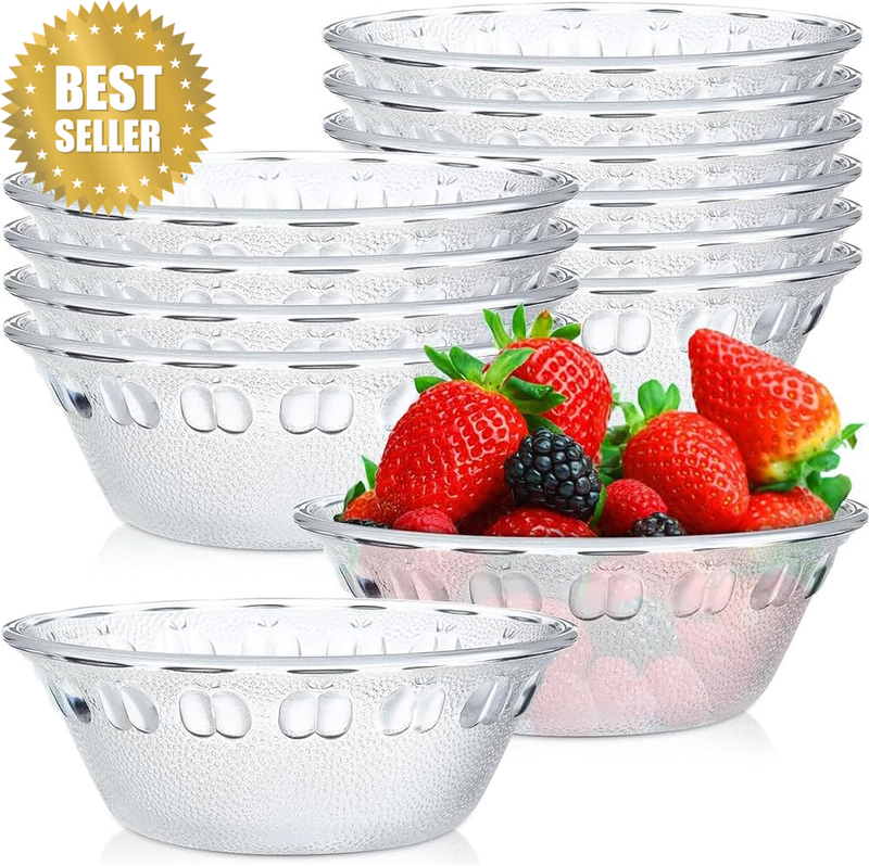 12 Pack Clear Small Glass Bowls, 8-Ounce Durable Custard Cups, Versatile Prep an