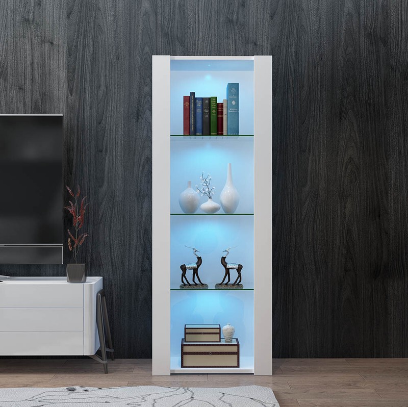 White Black Living Room Modern 160cm Tall Display Cabinet Cupboard Sideboard Bookcase Unit Rgb Led Living Room For Study Kitchen Sideboards Home Kitchen Psp Co Ir