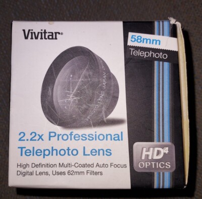 Vivitar 58mm 2.2x Professional Telephoto Digital Lens VIV-58T HD4 Optics OpenBox