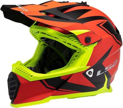 LS2 Gate Off-Road MX SxS Helmet Gloss Two Face Hi-Viz / Red 3XLarge XXXL