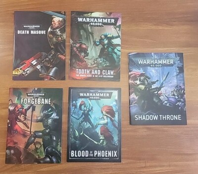Warhammer 40 game books Death Masque Forgebane Tooth & Claw Shadow Throne Blood