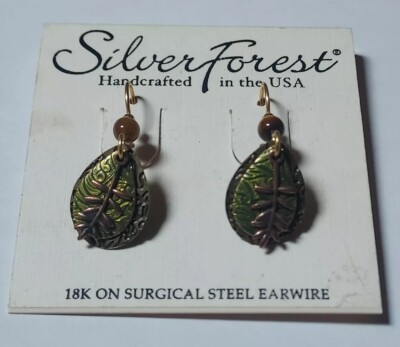 Silver Forest Earrings, New, 18k On Surgical Steel, US Made