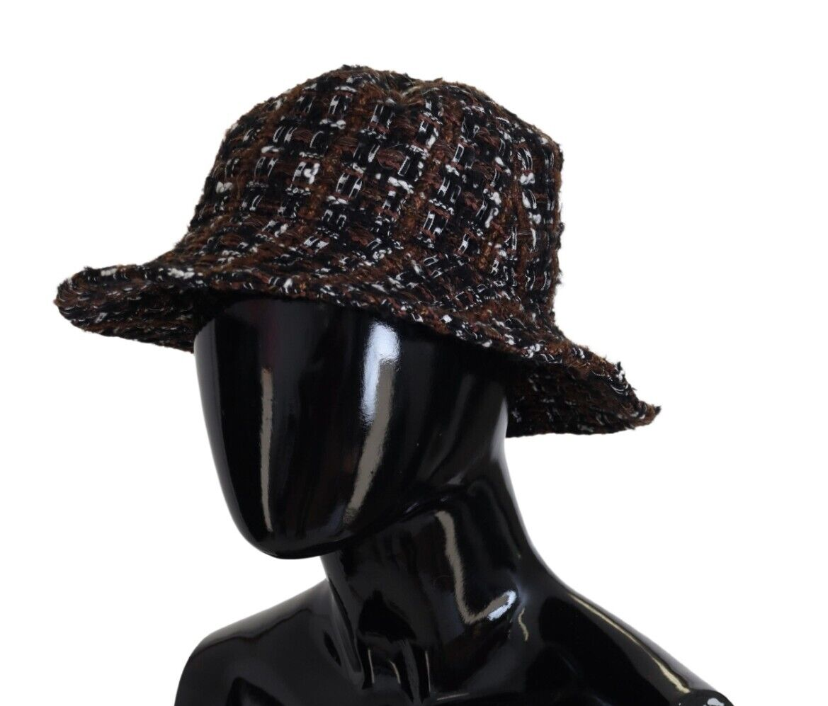 DOLCE & GABBANA Шляпа Акриловая коричневая твидовая клетчатая кепка Fedora Trilby s. 57 / С 380 долларов США