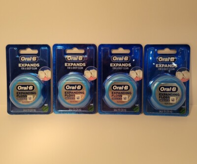 (4) Oral B EXPANDING FLOSS Mint, 54.6  yd each x 4 