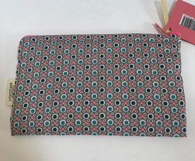 New L OCCITANE Pink Blue Turquoise White Dots Cosmetics bag