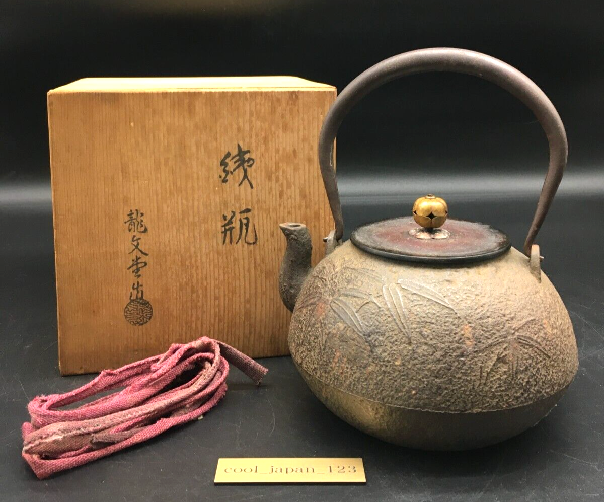 Ryubundo 龍文堂 Tetsubin 鉄瓶 Wax Cast Iron Teapot Vintage Japanese Kettle w/Box Ryubundo 龍文堂 Tetsubin 鉄瓶 Wax Cast Iron Teapot Vintage Japanese Kettle w/Box