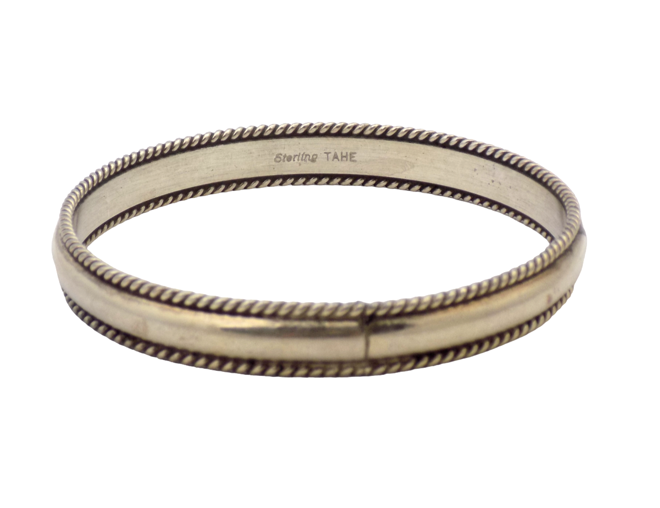 Navajo TAHE Sterling Silver 9.7MM Bangle Bracelet Size:8.25