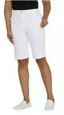 Linea by Louis Dell'Olio Denim Bermuda Short~White~Plus 24~A306294~New in Pkg