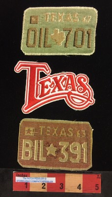 TEXAS PATCH + 2 Not Quite Patches, But Patch-ish License Plate OIL 701 5OSS