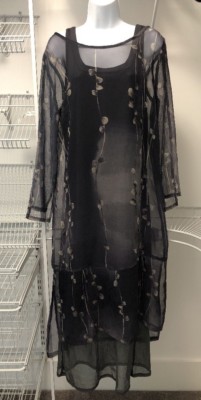 NEW Donna Jessica Vintage Sz 1 Grey Floral Long Sleeve Dress. DJ 101