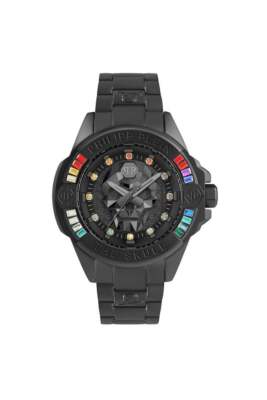 Pre-owned Philipp Plein The Skull Genderless Steel Black 41mm Watch Pwnaa0522