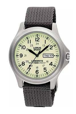 Lorus Hombre Lumibrite Estilo Militar Reloj Caja de Acero Inoxidable RXF41AX7