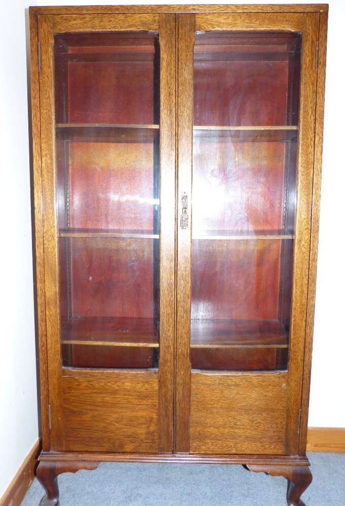 Beautiful Glass Fronted Antique Oak Bookcase in GrantownonSpey