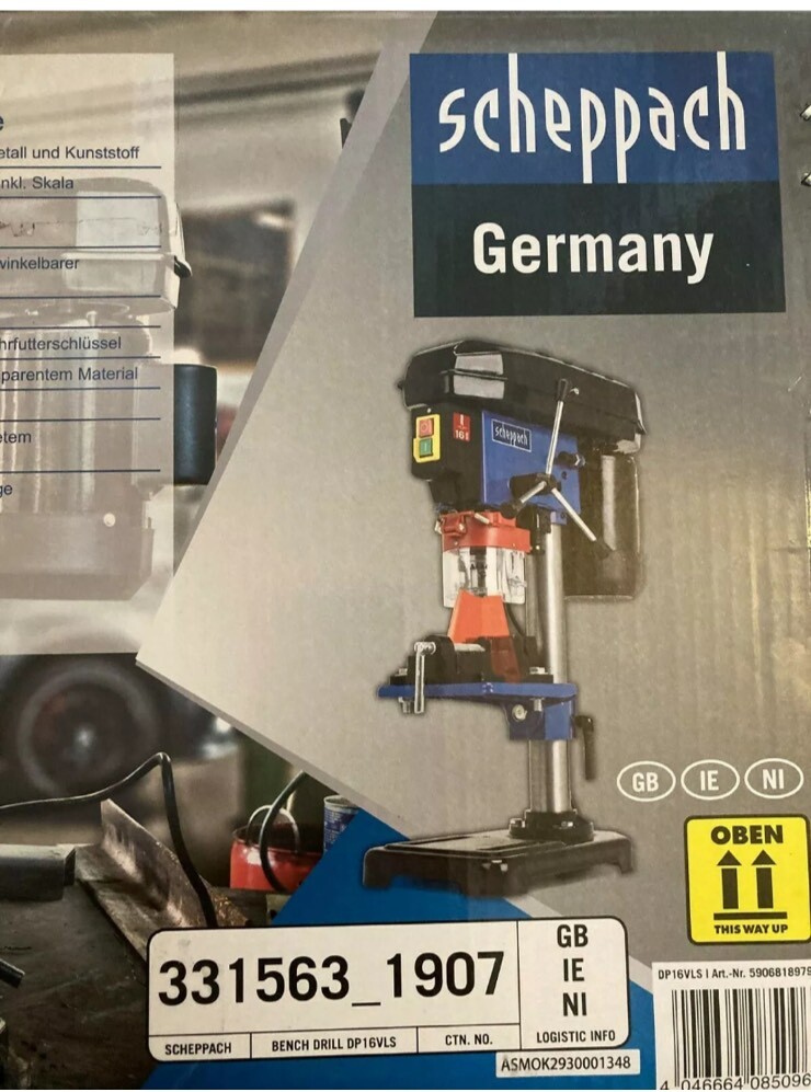 Scheppach 300mm Electric Bench Pillar Drill DP16VLS 5 Speed 6002600RPM