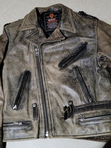 Vintage WRD CHEVIGNON Distressed Motorcycle Leather Jacket