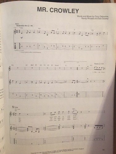 Ozzy Osbourne The Randy Rhoads Years Easy Guitar With Lessons Paperback 2002