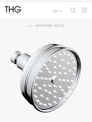 THG PARIS - Polished Nickel Shower Head - Never Used - Greatly Discounted