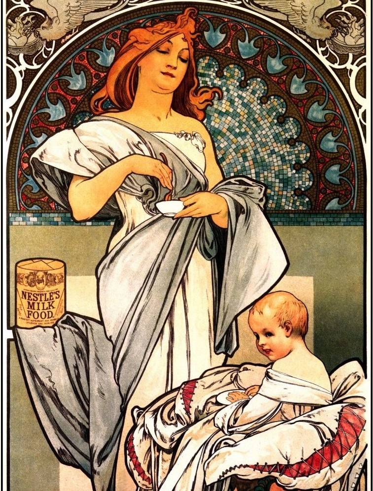 Nestle's For Infants 1897 Baby Food Vintage Poster Print Retro Style Mucha Art