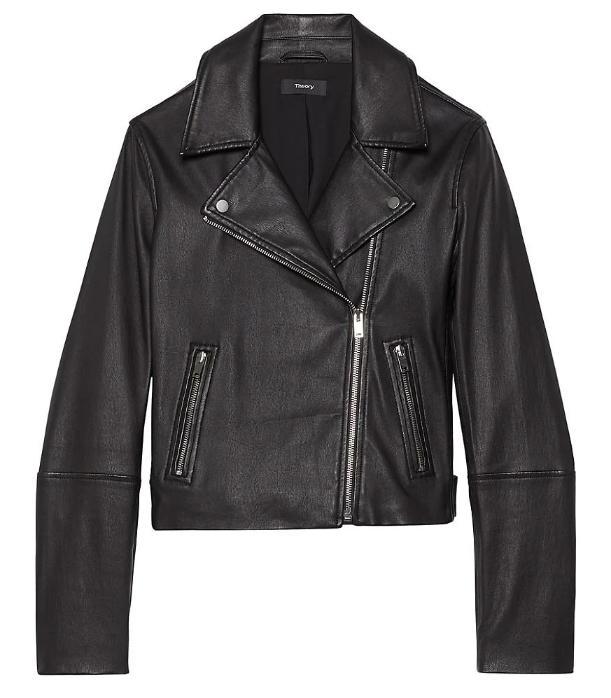 NWT THEORY SzM NEW STRETCH URBAN LAMB LEATHER ZIP MOTO