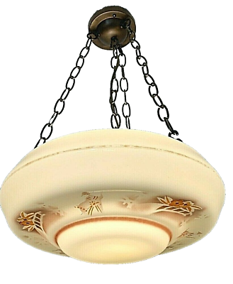 Vintage Three Chain Glass Dome Light Fixture
