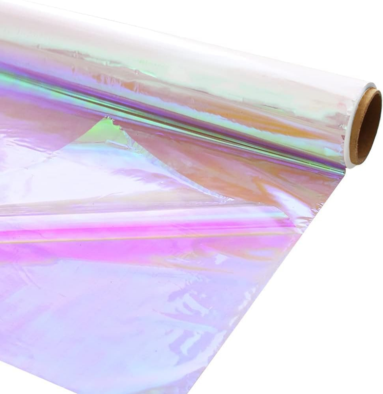 Iridescent Cellophane Wrap Roll, Transparent Iridescent Cellophane Roll, Rainbow