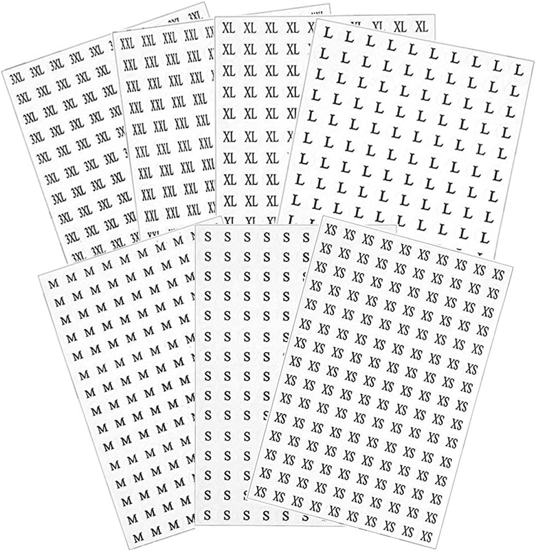 4200 Pcs Clothing Size Round Labels Stickers White Adhesive 7 Sizes 1x2 Inches