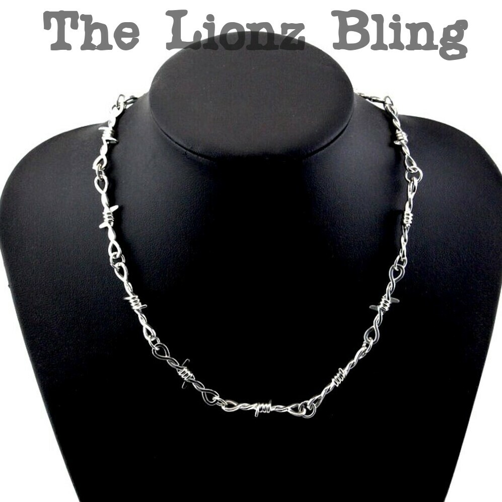Punk Rock Emo Goth Silver Barbed Wire Chain Necklace or Pant Chain