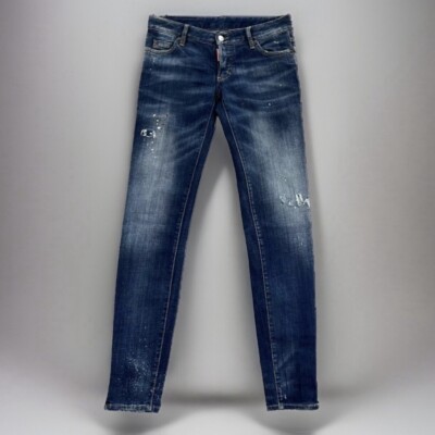 DSQUARED2 Splatter Skinny Ankle Zip Jean Size 40/US 4 Button Fly Stretch Denim