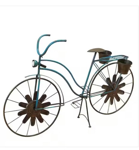 53 In Solar Lighted Metal Antique Bike Planter